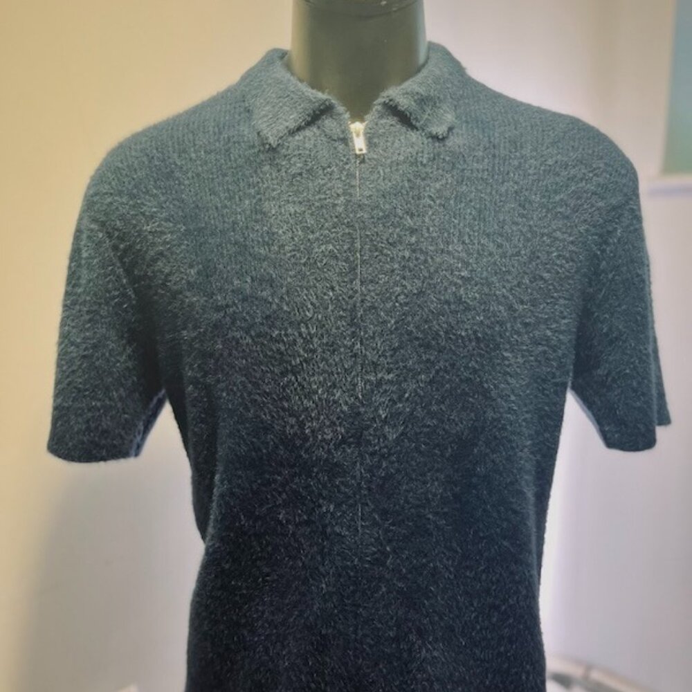 SOFT TEXTURED ZIP UP COLLARD SHIRT